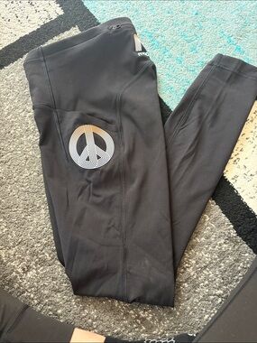 lululemon Mad Happy Black Leggings with Peace Logo Accent